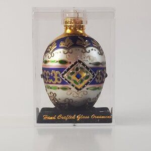 DESIGNERS STUDIO Vintage Hand Crafted Glass Faberge Ornament Christmas Decoratio